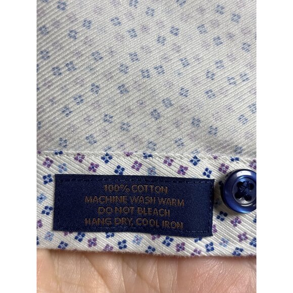 David Donahue Mens Slim Dress Shirt 17 X 34/35‎ White Purple Blue Long Sleeve - Picture 12 of 12